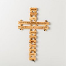 Lord's Prayer (in French) Cross Made of Olivewood 9"